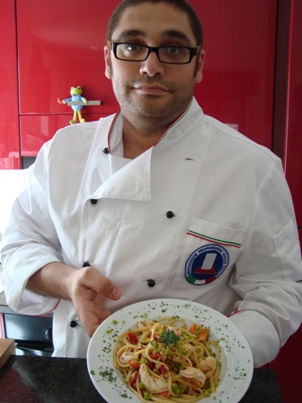Spaghetti mazzancolle e pane verde 2 Spaghetti mazzancolle e pane verde 2
